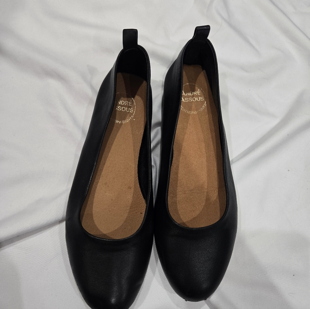 Andre Assous Black Nalah Leather Flats Size 9 - Picture 4 of 8